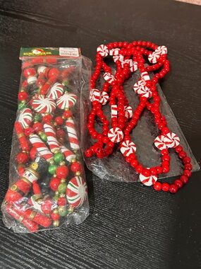Kurt Adler Multicolored Candy W/Peppermint Rounds Garland wood painted 6’ & 10’